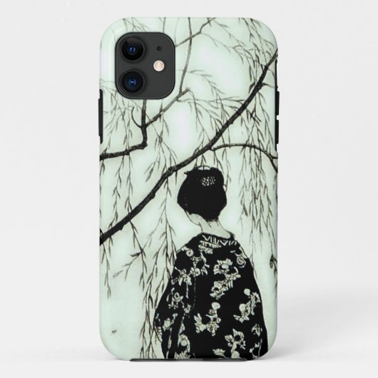 Coque iphone japonais de femme d'arbre en pastel (Dos)