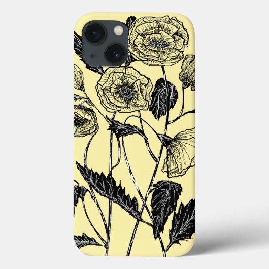 Coque iphone jaune avec fleurs - Choisir la couleu (Verso)