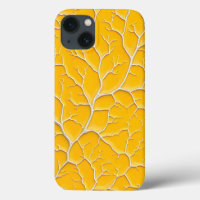 Coque iPhone jaune doré motif veineux gras