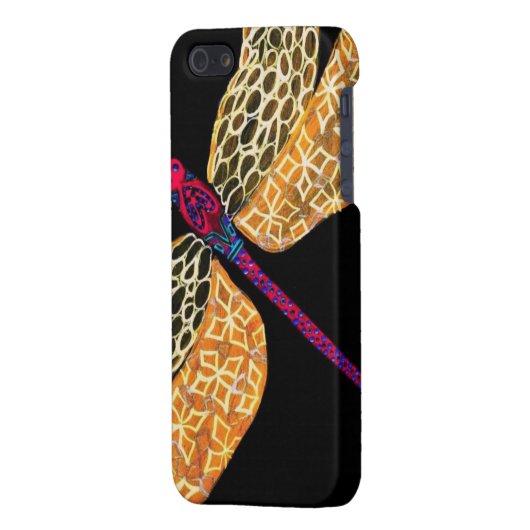 Coque iPhone Libellule d'or (Dos Gauche)