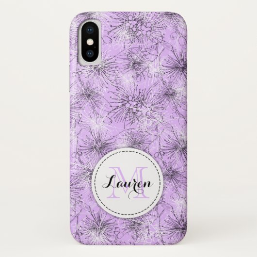 Coque iphone lilas floral de cerise de brosse (Dos)