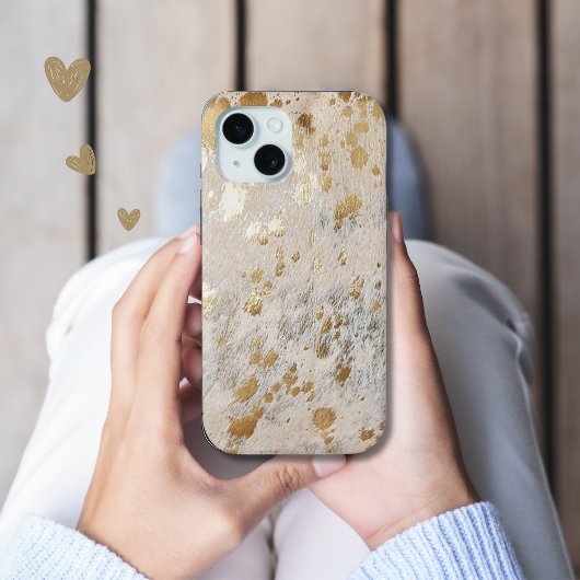 Coque iphone métallique d'impression Gold Cowhide