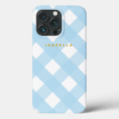 Coque iphone moderne Blue Buffalo Check avec nom (Verso)
