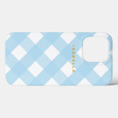 Coque iphone moderne Blue Buffalo Check avec nom (Verso (horizontal))