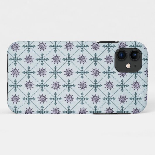 Coque iphone moderne Blue Damask (Dos (Horizontal))