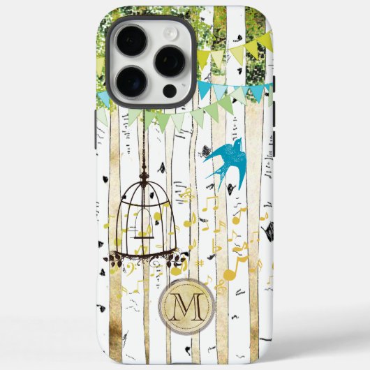 Coque iphone Monogram Birdcage mignonne Bird Bird (Verso)