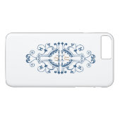 Coque iphone Monogramme bleu et or (Dos (Horizontal))