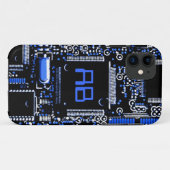 Coque iphone monogramme Circuit Blue 2 (Dos (Horizontal))