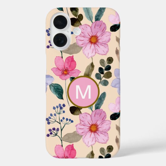 Coque iphone monogramme de boho rose (Verso)