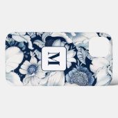 Coque iphone Monogramme de la Chinoiserie bleue (Verso (horizontal))