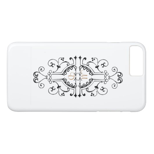 Coque iphone Monogramme noir et or (Dos (Horizontal))