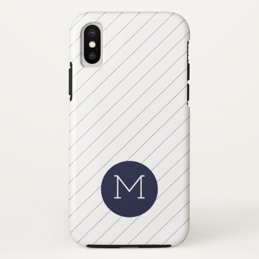 Coque iphone Monogramme rayé bleu de la marine cla (Dos)