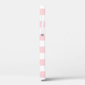 Coque iphone monogramme rose et blanc rayé (Verso / Gauche)