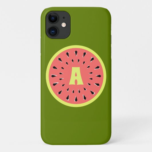 Coque iphone "Monogramme" rose pastèque (Dos)
