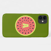 Coque iphone "Monogramme" rose pastèque (Dos (Horizontal))