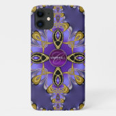 Coque iphone Monogramme violet stylé en dentelle s (Dos)