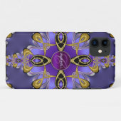 Coque iphone Monogramme violet stylé en dentelle s (Dos (Horizontal))