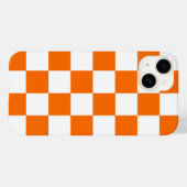 Coque iphone Motif À damiers chèque orange blanc (Verso (horizontal))