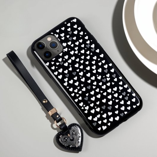 Coque iphone Motif de coeur noir et blanc