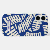 Coque iphone Motif de feuille bleue personnalisé (Verso (horizontal))