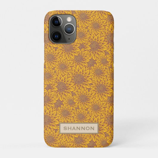 Coque iphone Motif de tournesol jaune personnalisé (Dos)