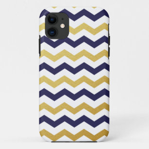 Coque iphone Motif Gold et Navy Blue Chevron