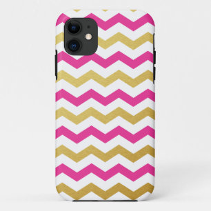 Coque iphone Motif Gold & Pink Chevron
