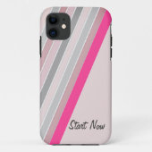 coque iphone motif rose-gris rayures (Dos)
