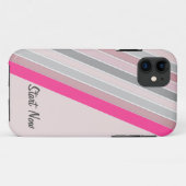 coque iphone motif rose-gris rayures (Dos (Horizontal))