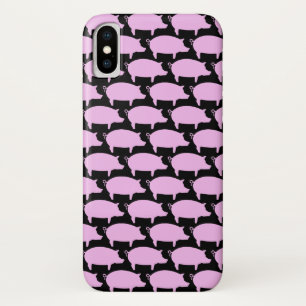 Coque iphone noir éditable de cochon tendance