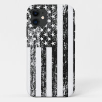 Coque iphone noir et blanc de drapeau américain