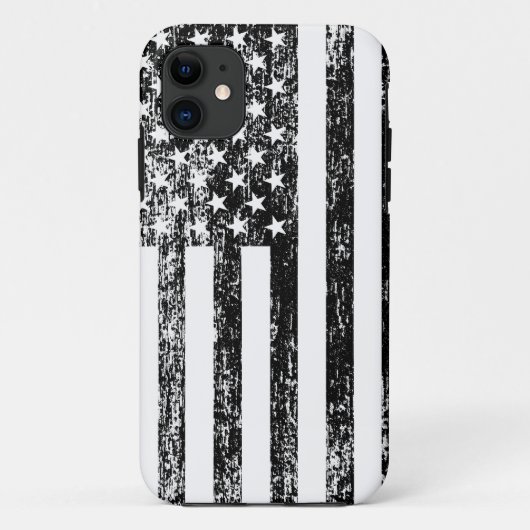 Coque iphone noir et blanc de drapeau américain (Dos)