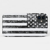 Coque iphone noir et blanc de drapeau américain (Dos (Horizontal))