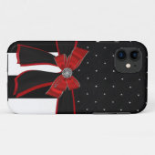 Coque iphone noir et blanc de fausse pierre et (Dos (Horizontal))