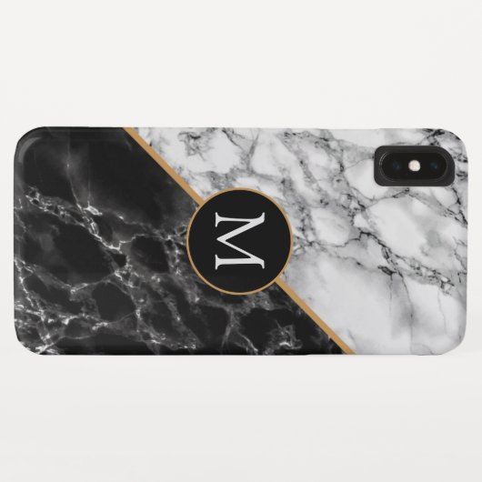 Coque iphone noir et Marbre blanc Ajouter votre le (Dos (Horizontal))