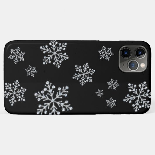 Coque iphone noir Sparkly Snowflakes (Dos (Horizontal))