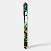Coque iphone noir turquoise à rouleaux liquides (Verso / Gauche)