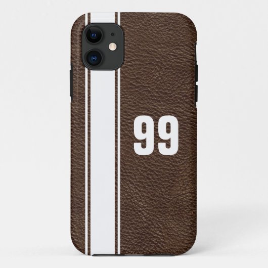 Coque iphone numéroté en cuir et blanc (Dos)