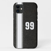 Coque iphone numéroté en cuir et blanc (Dos)