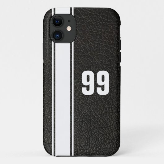 Coque iphone numéroté en cuir et blanc (Dos)