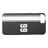Coque iphone numéroté en cuir et en bande blanche (Dos (Horizontal))
