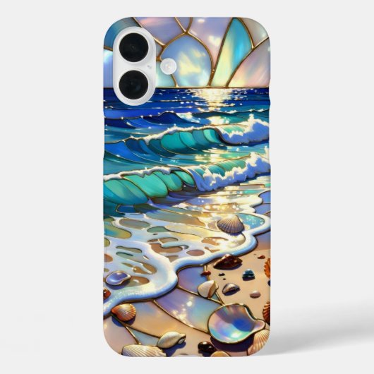 Coque iPhone Ocean Sunset Seashell Art côtier (Verso)