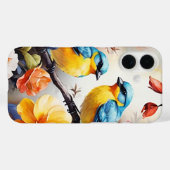 coque iphone - Oiseaux bleus (Verso (horizontal))