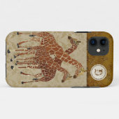 Coque iphone orange brûlé de damassé d'or de (Dos (Horizontal))