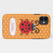Coque iphone orange rouge de coccinelle de nom (Dos (Horizontal))