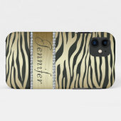 Coque iphone orné de bijoux d'impression de zèbre (Dos (Horizontal))