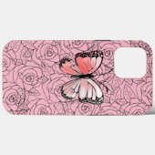 Coque iphone papillon avec Rose (Verso (horizontal))
