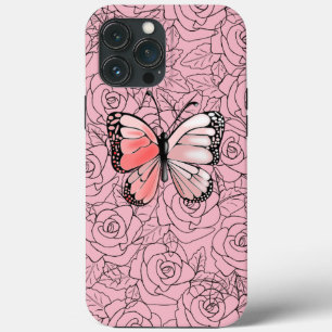Coque iphone papillon avec Rose