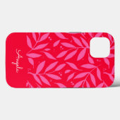 Coque iphone personnalisable de feuillage rose et (Verso (horizontal))