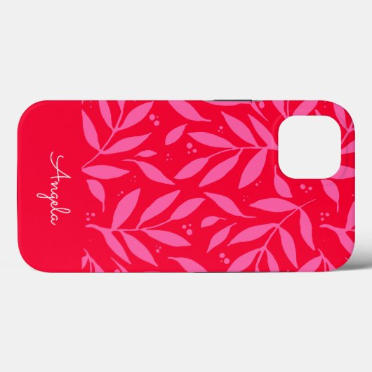 Coque iphone personnalisable de feuillage rose et  (Verso (horizontal))